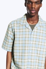 Blue Check - Cotton Short-sleeved buttoned shirt - 1