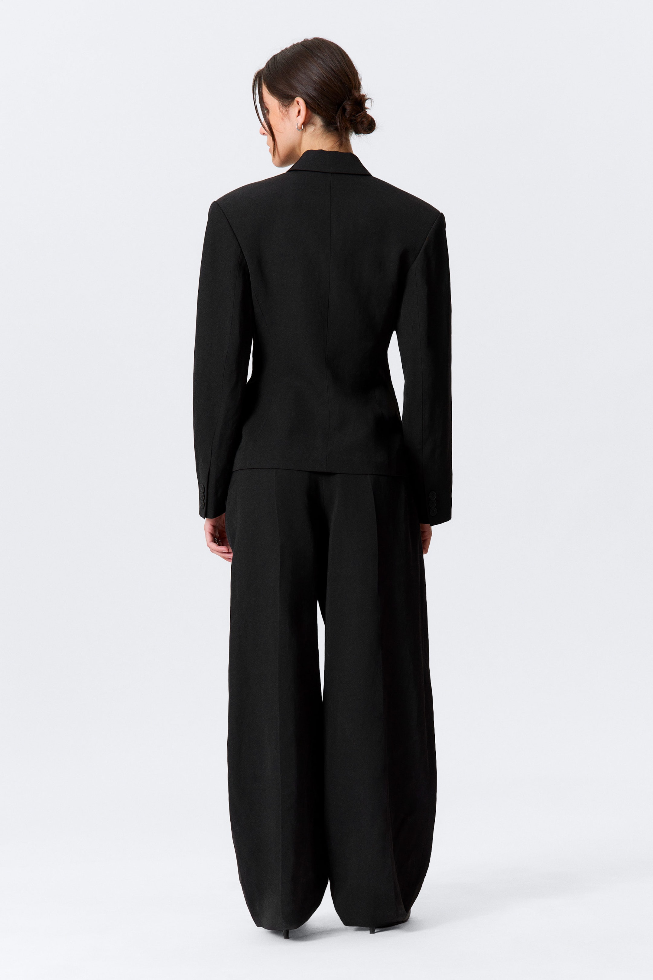 Black - Waisted Linen-Blend Blazer - 4