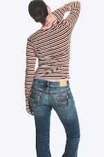 Striped Dark Red - Slim fit long-sleeved henley - 2