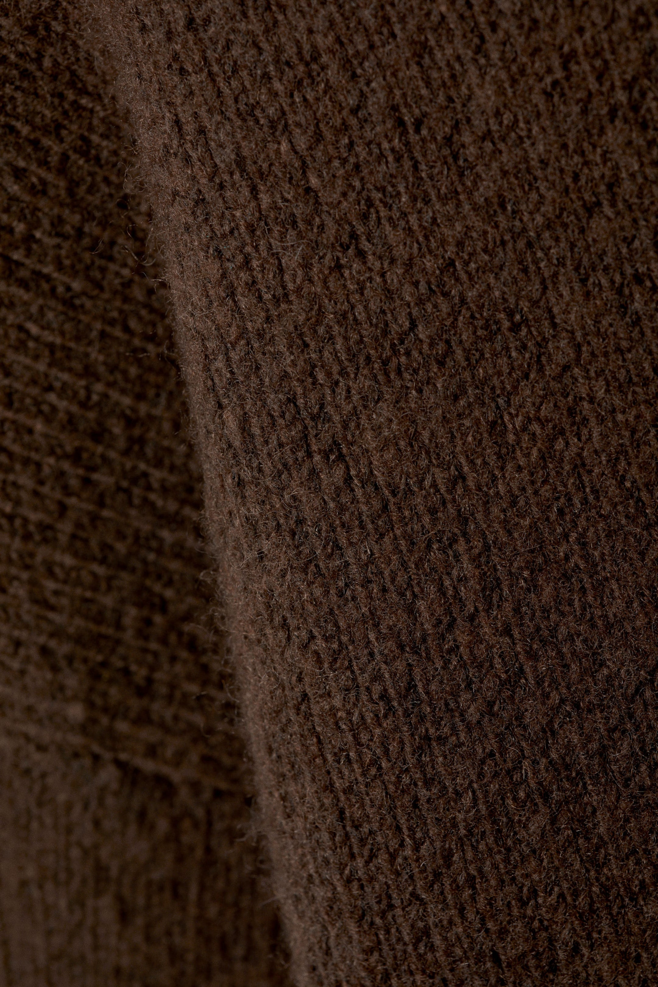Dark Brown - Teo Oversized Wool Blend Knit Sweater - 2