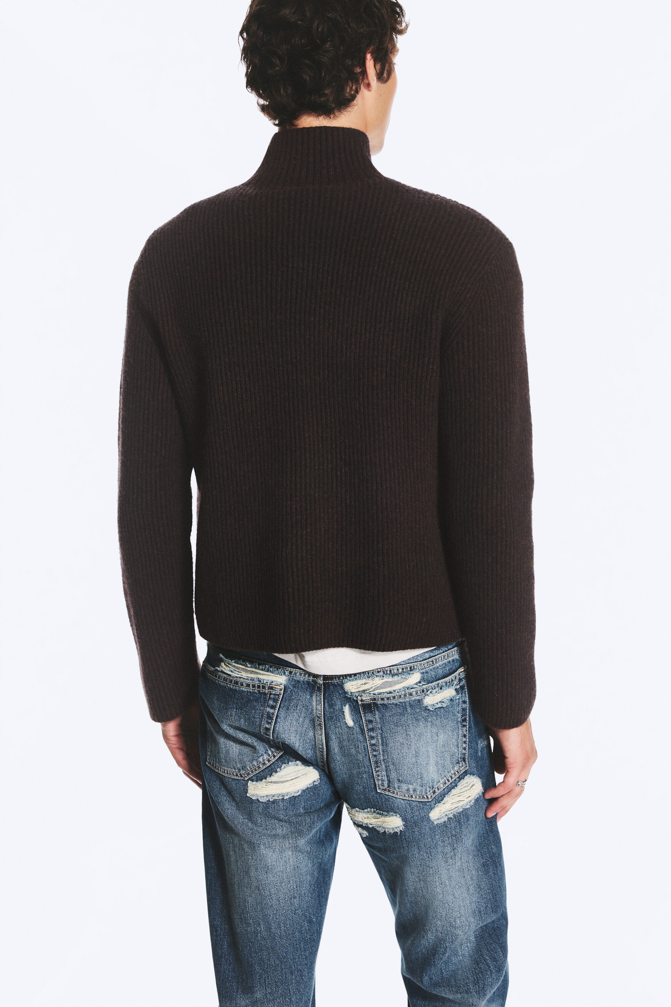 Dark Brown - Relaxed wool-blend cardigan - 3