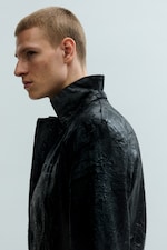 Black - Cracked Single-Breasted Blazer - 2