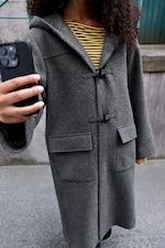 Grey Melange - A-line duffel coat - 1