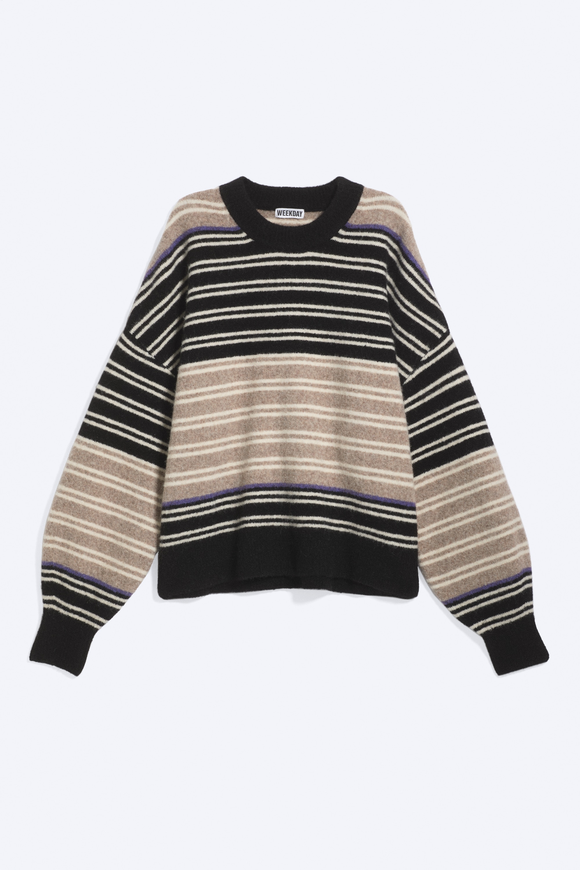Maglione in Misto Lana dalla Vestibilità Rilassata - Nero/beige a righe