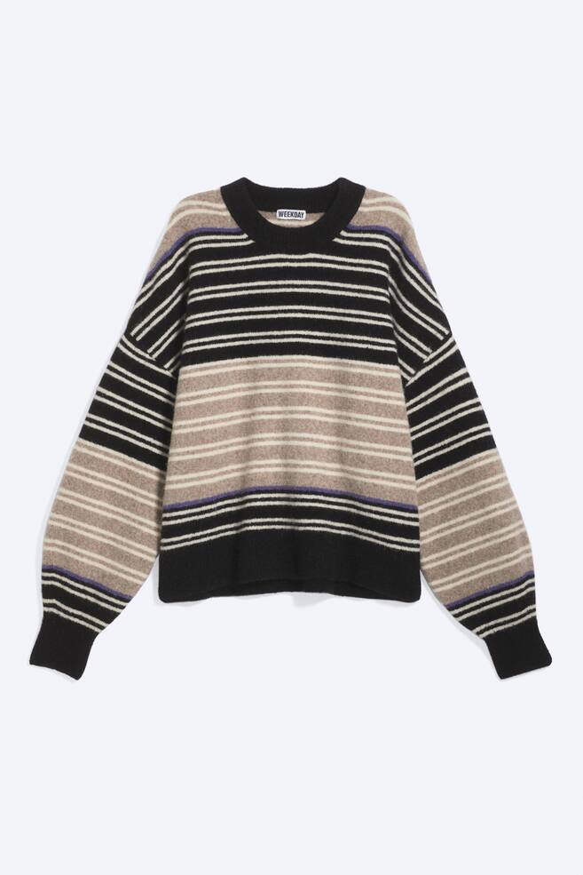Ruimvallende trui van wolmix - Zwart/beige gestreept/Mosgroen/Donkergrijs gemêleerd/Donkertaupe - 1