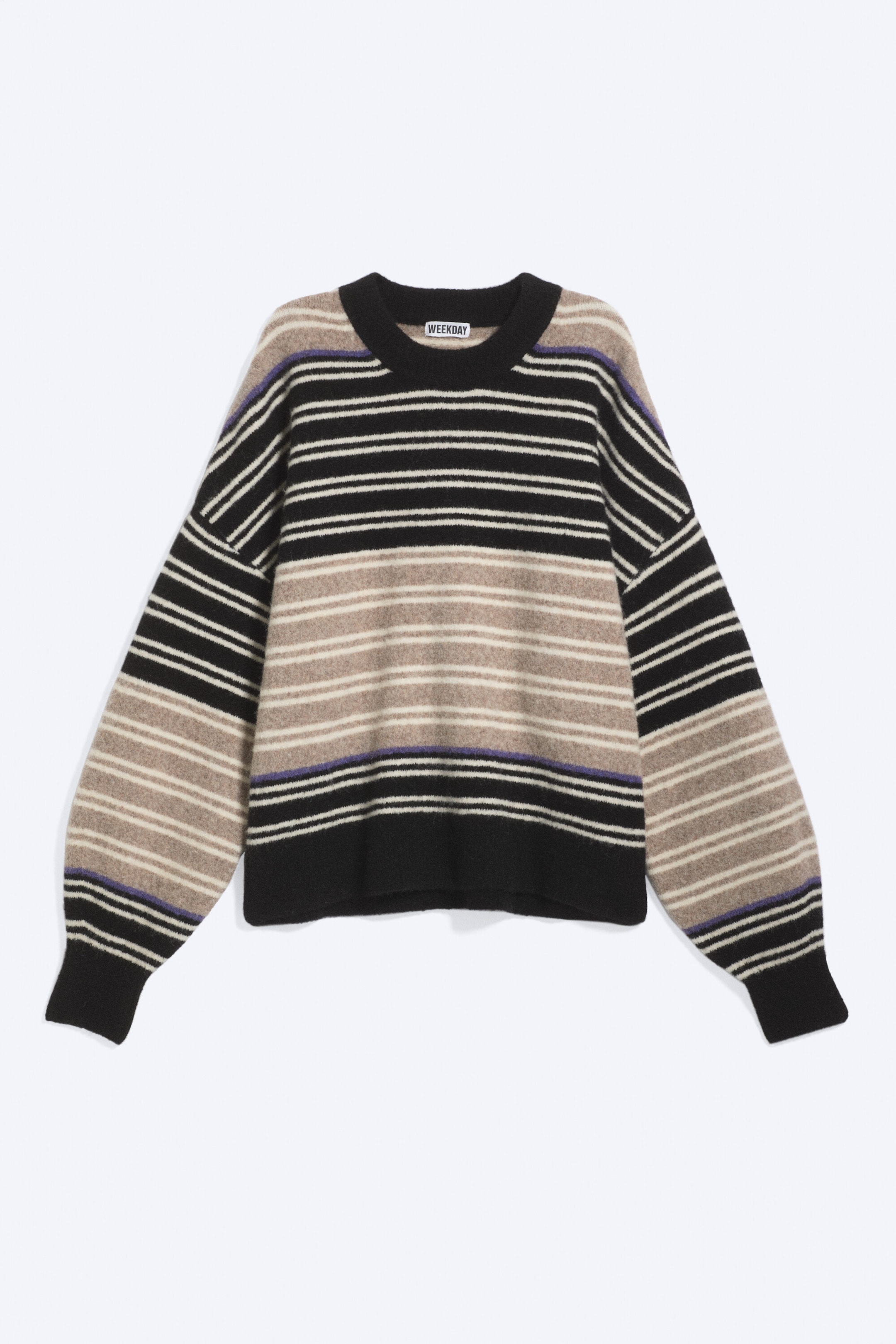Svart/Beige randig - Avslappnad jumper i ullblandning - 4
