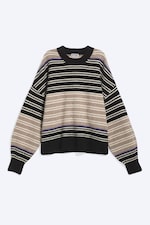 Svart/Beige randig - Avslappnad jumper i ullblandning - 4