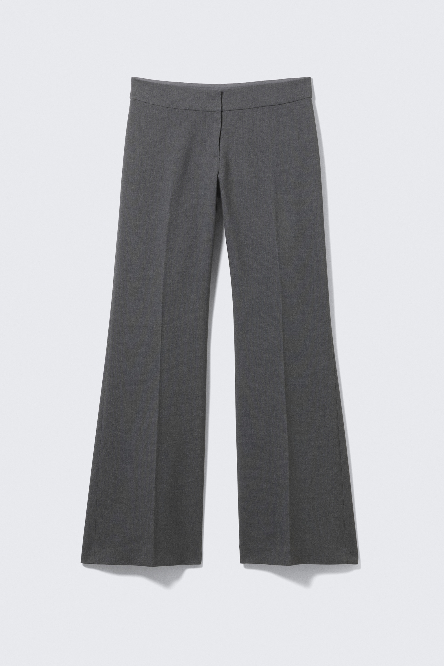 Pantalon de costume évasé taille mi-haute - Gris foncé chiné/Noir - 2