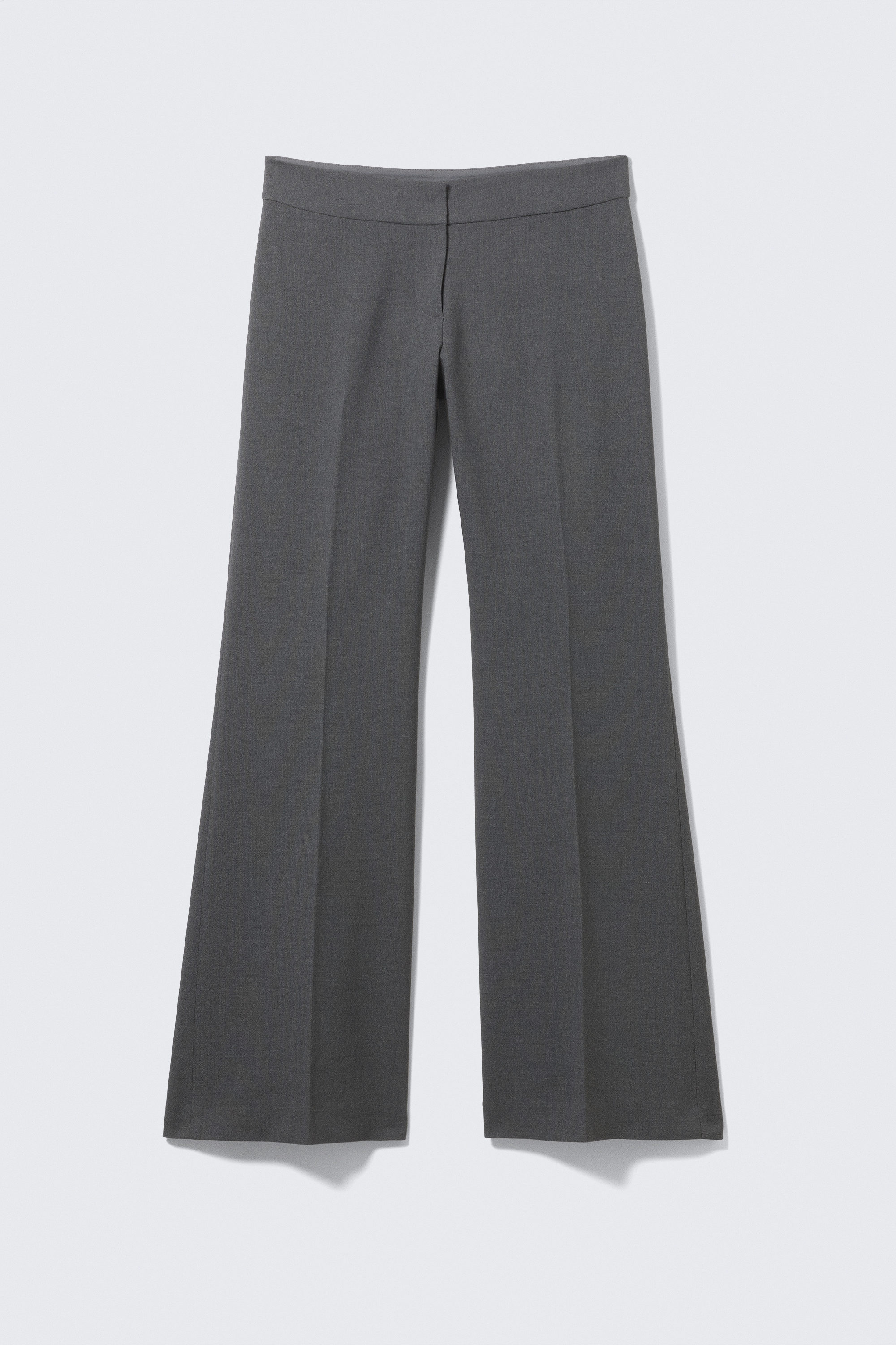 Dark Grey Melange - Mid Rise Flared Suiting Trousers - 4