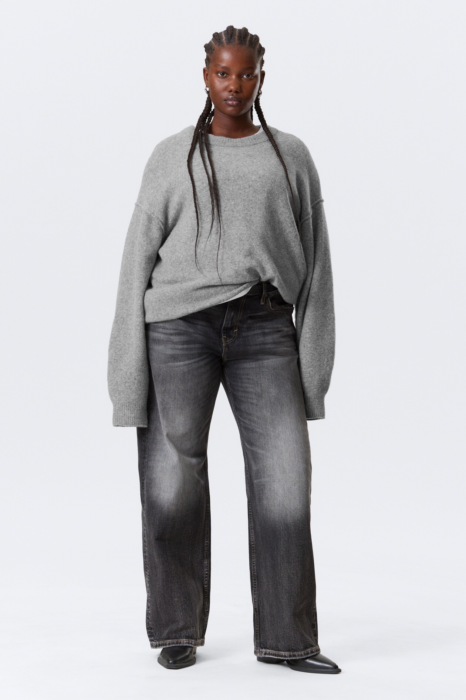 Pull en maille décontracté - Gris chiné/Bleu foncé chiné/Vert foncé chiné/Rouge foncé chiné - 3