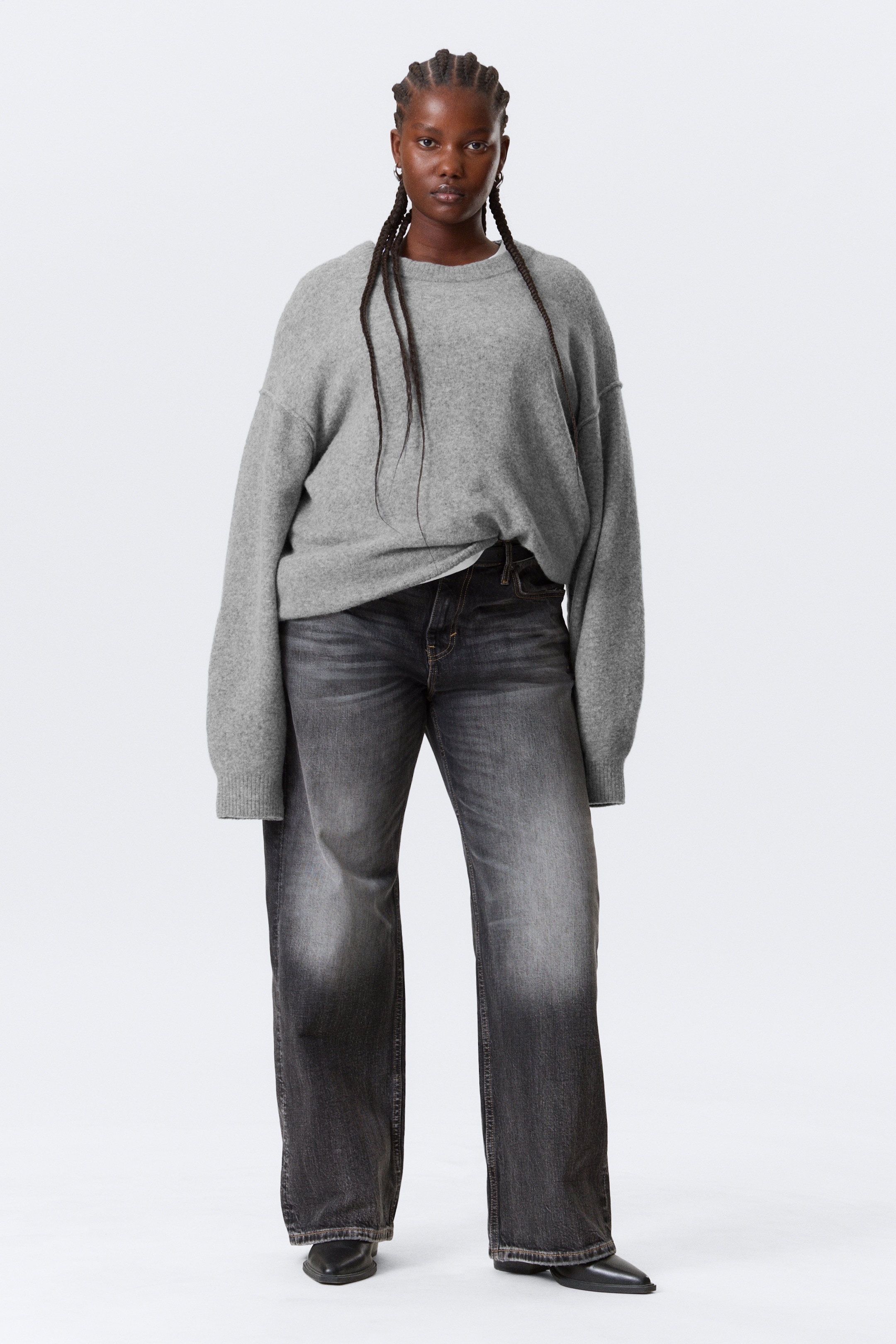 Se større billede: Strikket sweater i afslappet pasform - Gråmeleret - DAME | H&M DK 2