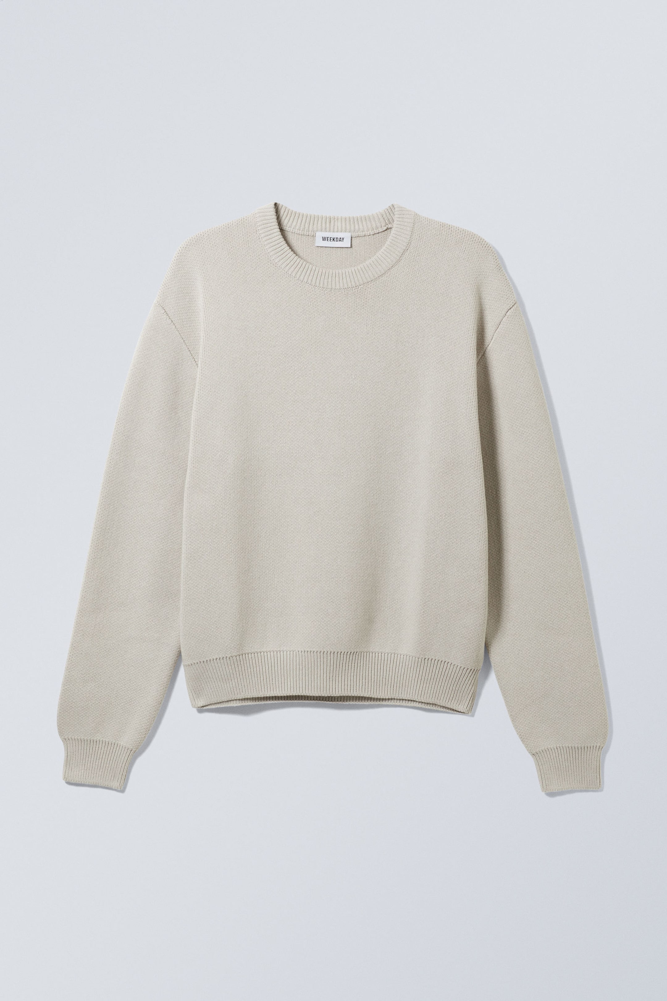 Helles Maulwurfsgrau - Baumwoll-Strickpullover mit normaler Passform - 0