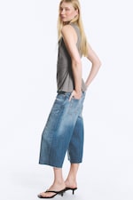 Shoreline Blue - Medium Blue - Low rise relaxed cropped denim shorts - 3