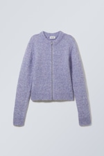 Lilac - Slim Knitted Zip Cardigan - 0