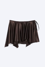 Dunkelbraun - Asymmetrischer Wickel-Minirock - 4