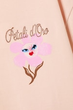 Orange clair - Fleur rose - T-shirt carré imprimé - 1