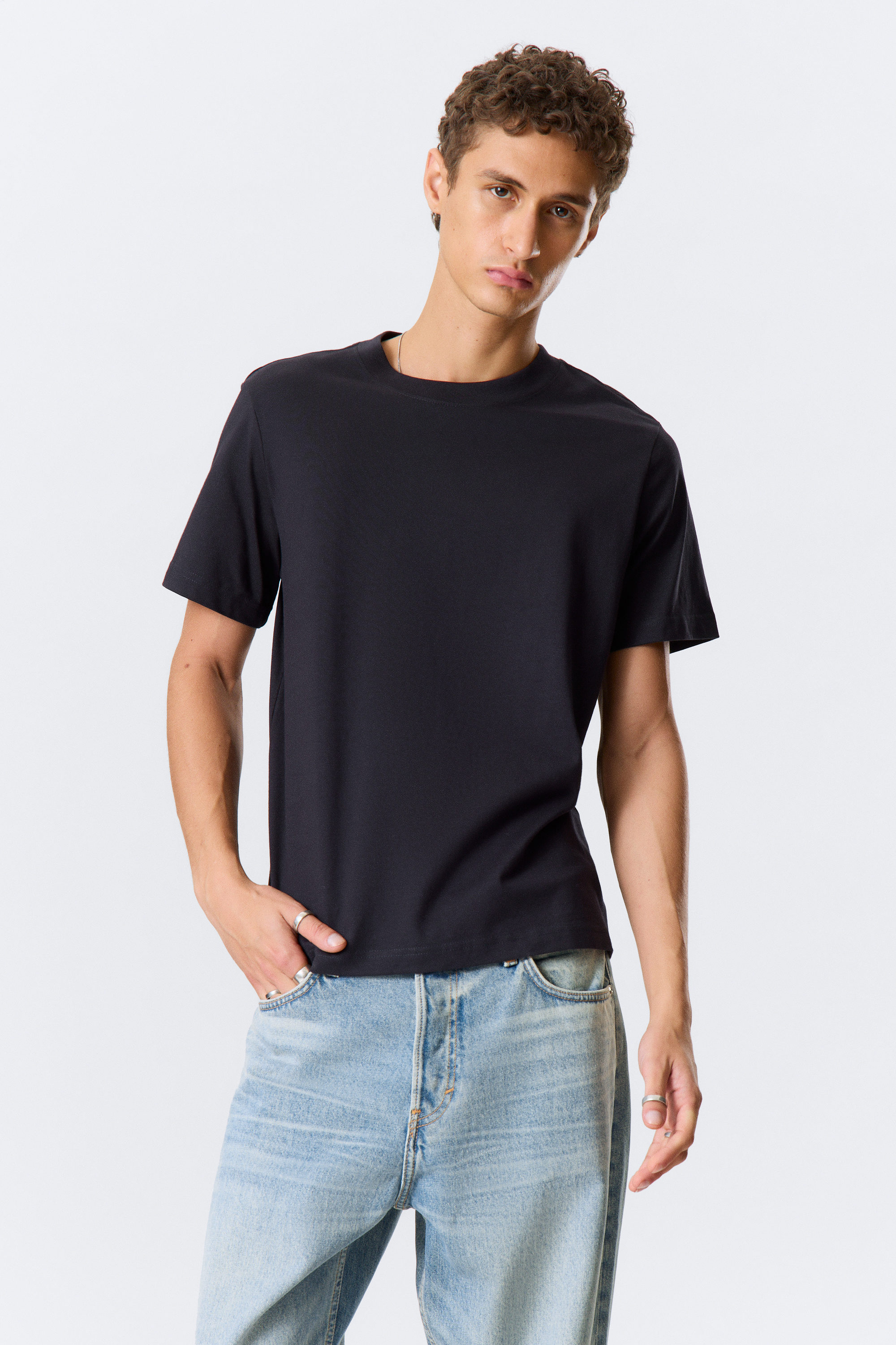 Dark Navy Blue - Short Boxy Heavyweight T-shirt - 1