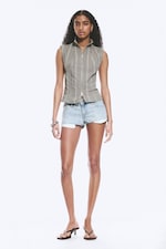 Dusty Grey - Sleeveless High‑Neck Zip Top - 1