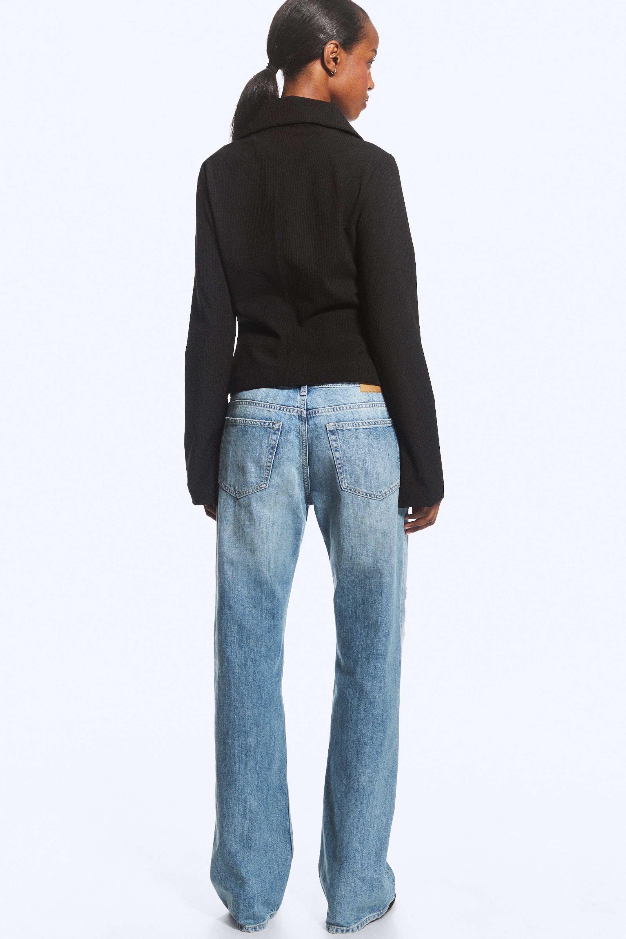 Striped Black - Slim Long-Sleeved Zip Shirt - 2