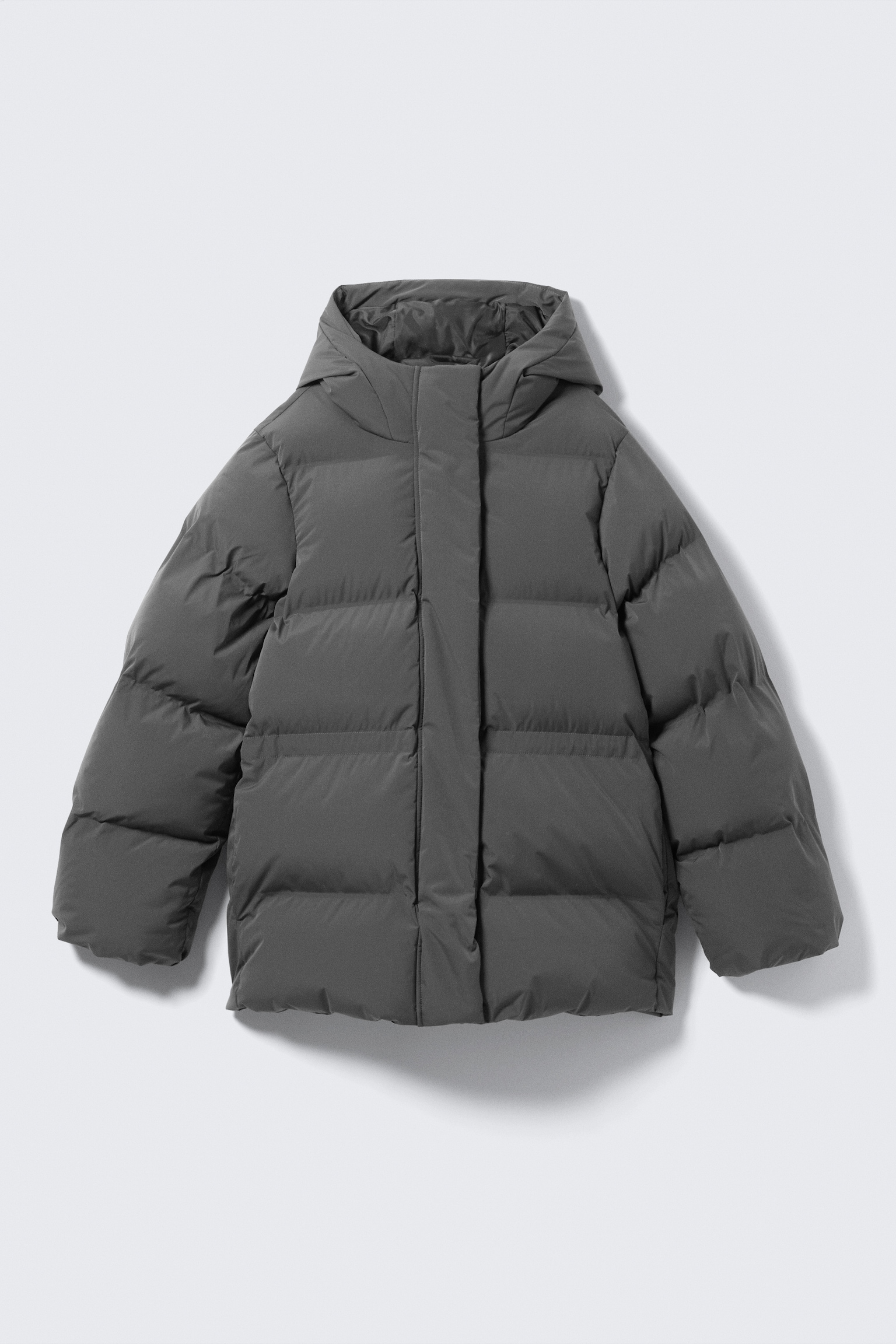 Waisted Puffer Jacket - Dark Grey - 2
