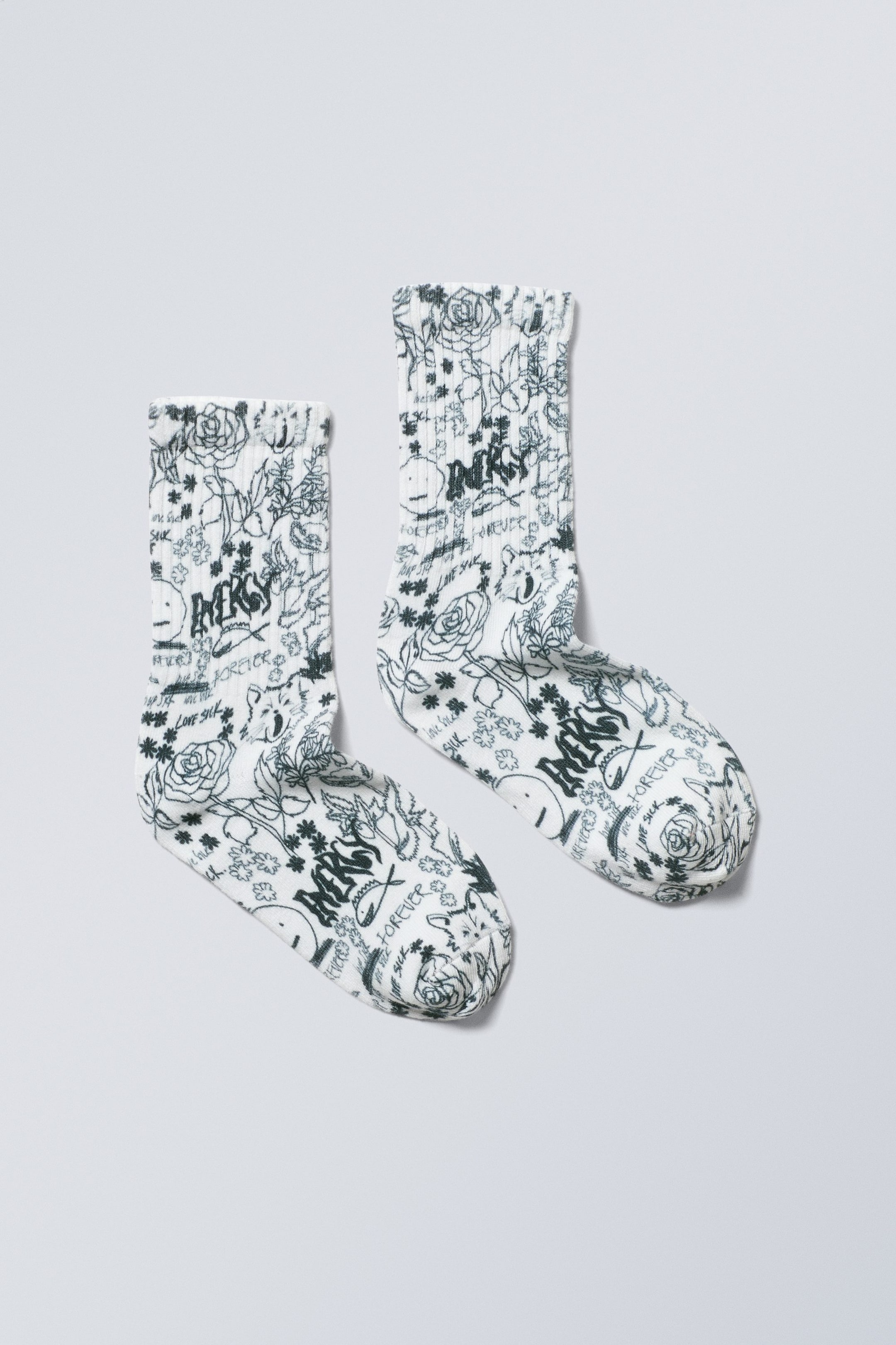 Floral illustration - Sport Printed Socks - 0