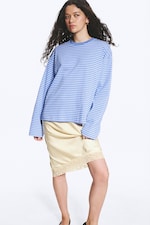 Blue/White Stripes - Long-Sleeved Cotton T-shirt - 0