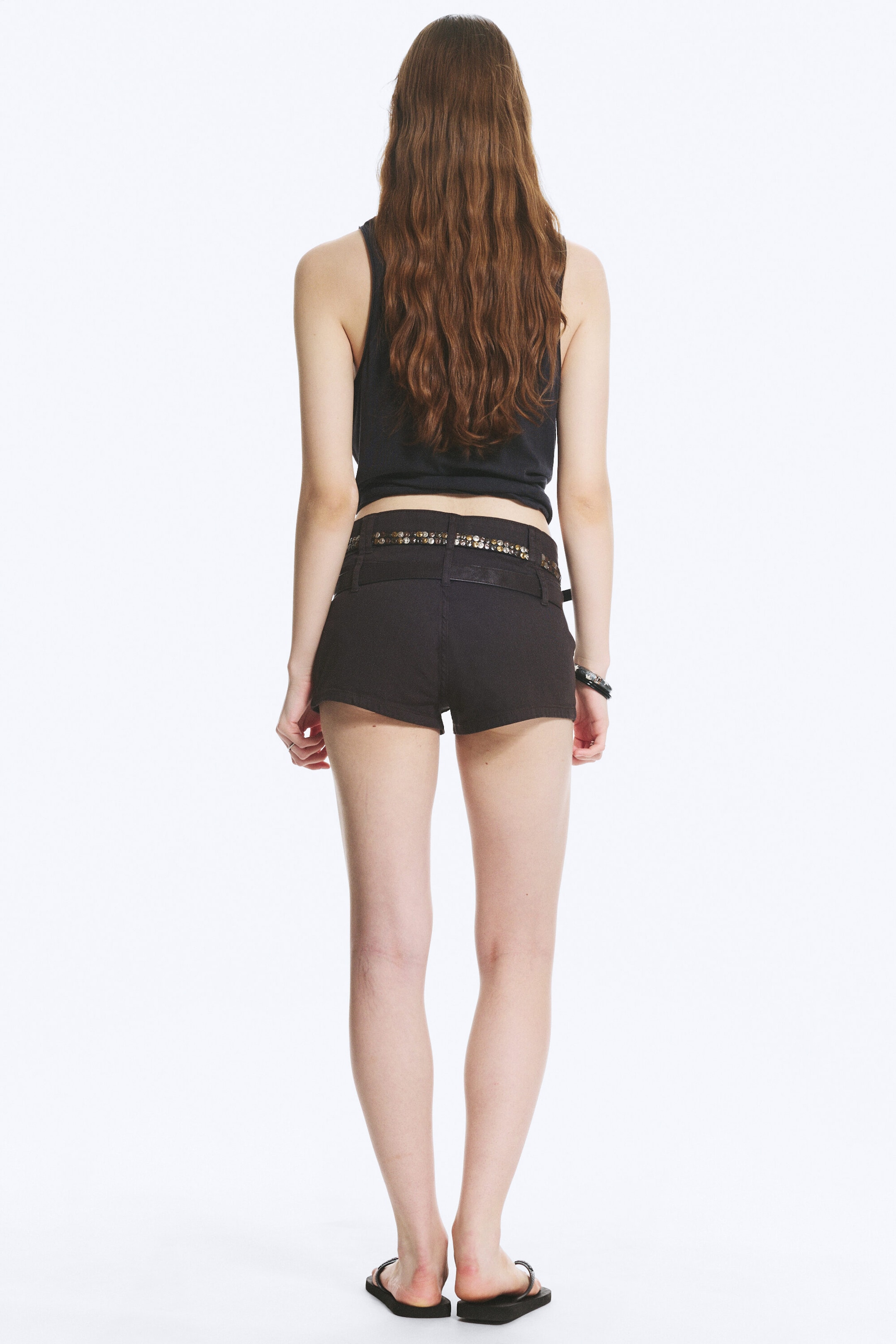 Donkergrijs - Double Loop Mini Shorts - 3
