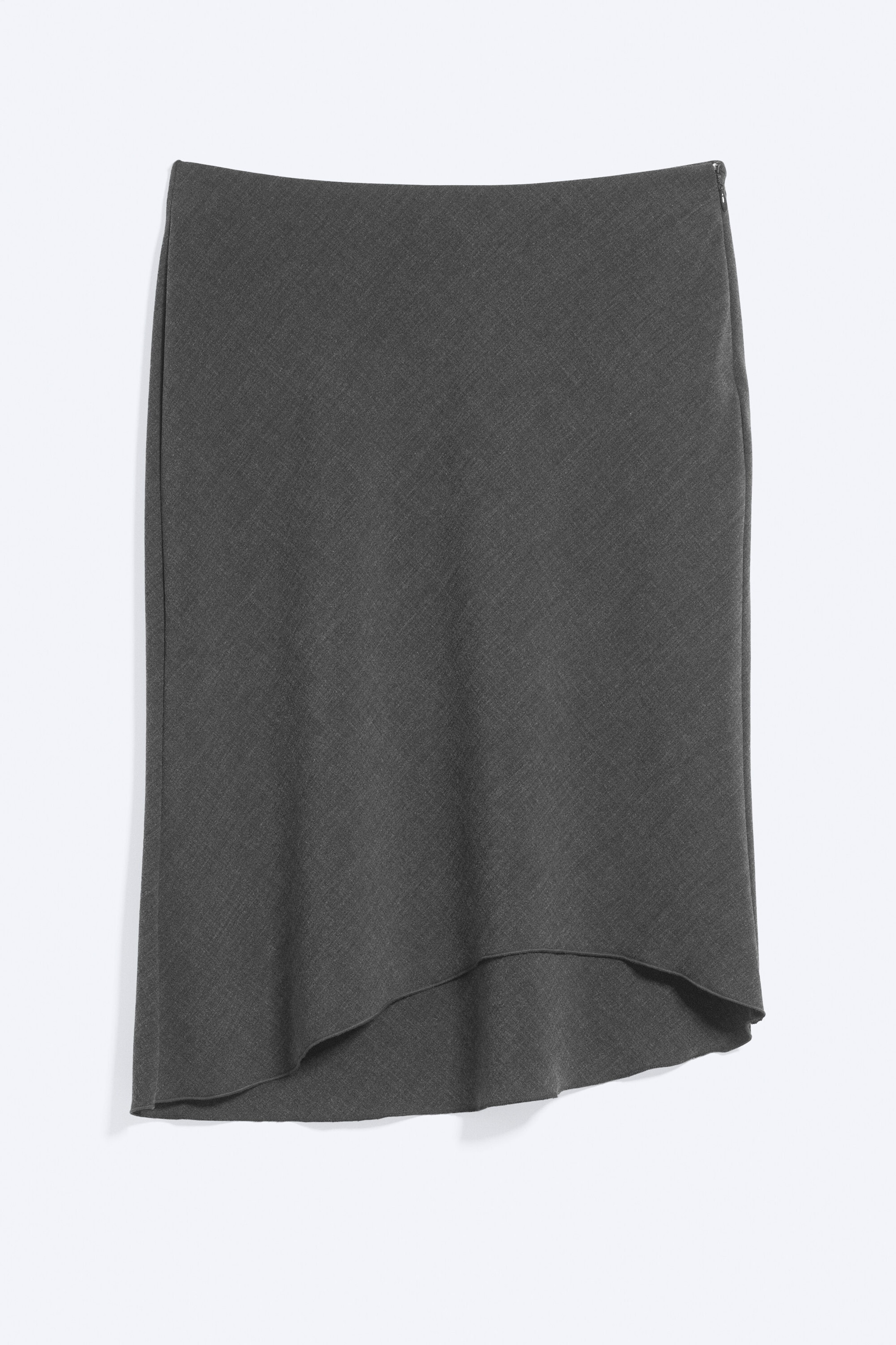 Dark Grey Melange - Mid-Rise Flared Midi Skirt - 4