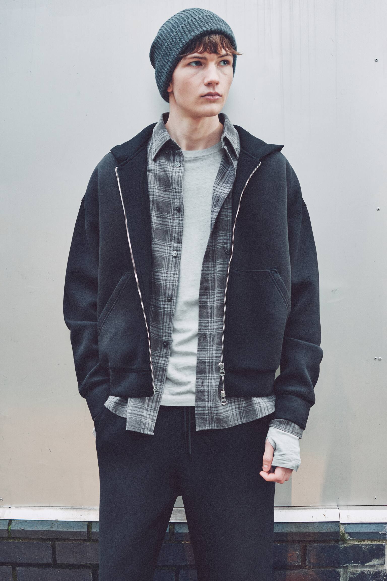 Simon Washed Scuba Bluza z kapturem - Faded Black/Sprany Ciemnobrązowy - 4