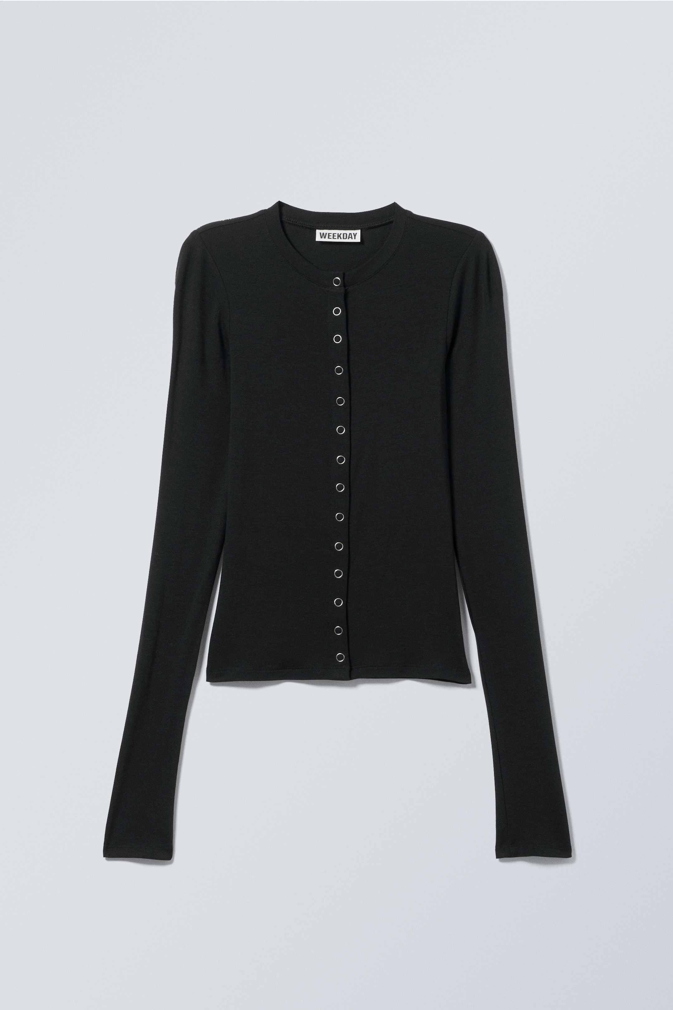 Visa större bild: Slim Long-Sleeved Buttoned Cardigan - Black - DAM | H&M SE 4