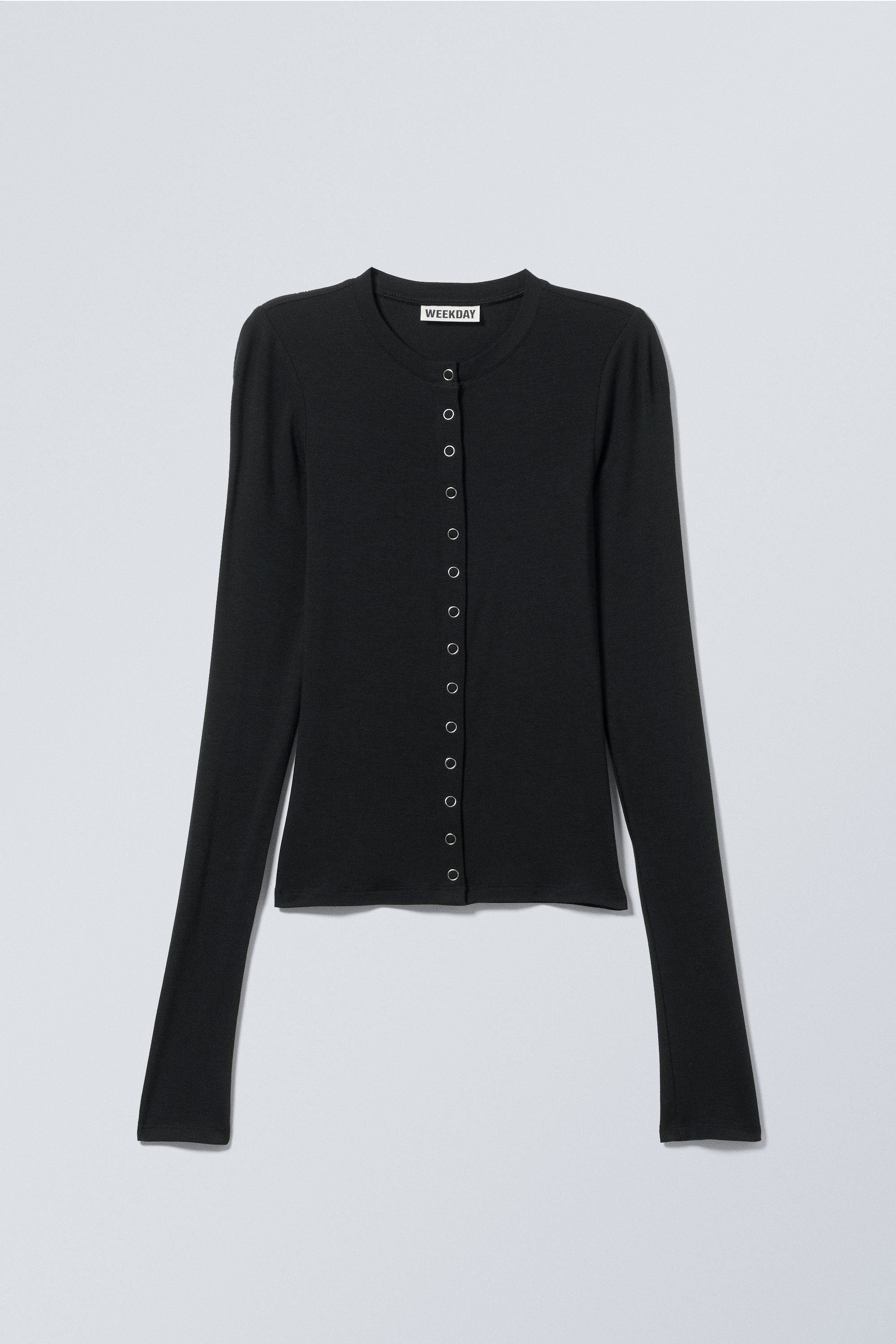 slim long-sleeved buttoned cardigan - Black | Weekday EU