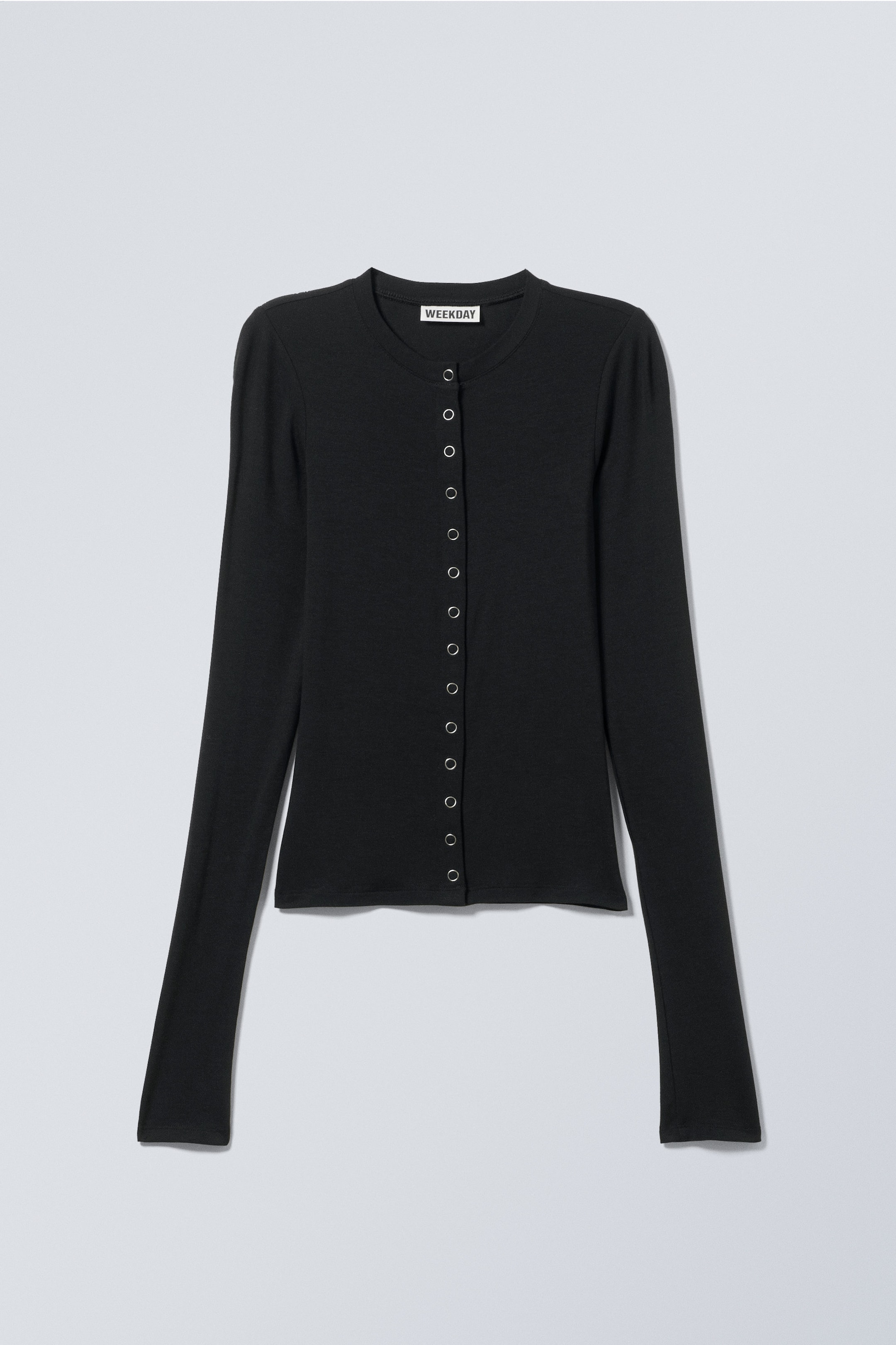 Black - Slim Long-Sleeved Buttoned Cardigan - 4