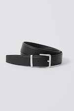 Black - Classic Faux Leather Belt - 0
