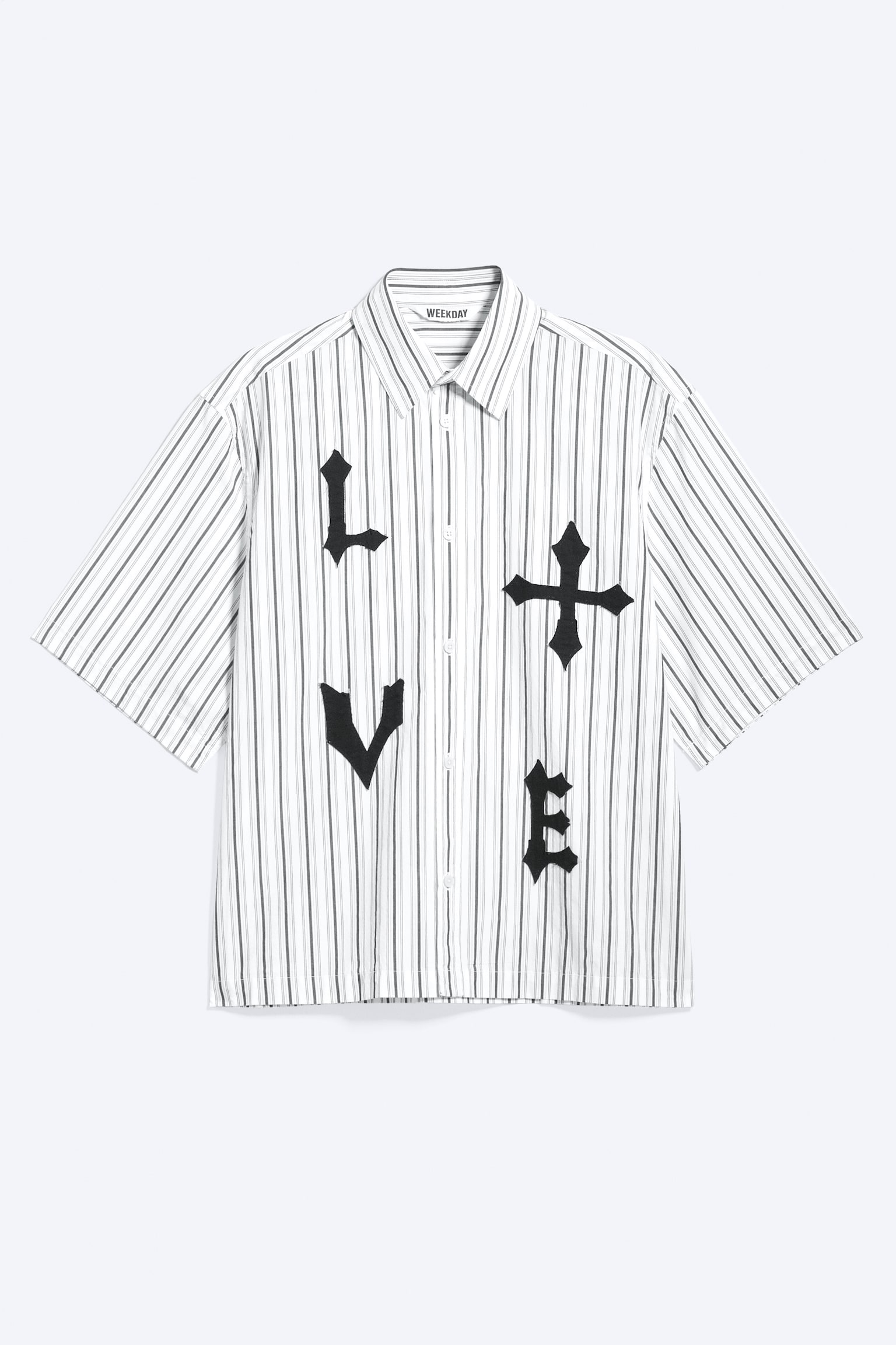 Boxy Short-Sleeved Graphic Shirt - White & Black Stripes/Checked Green - Spyder - 2