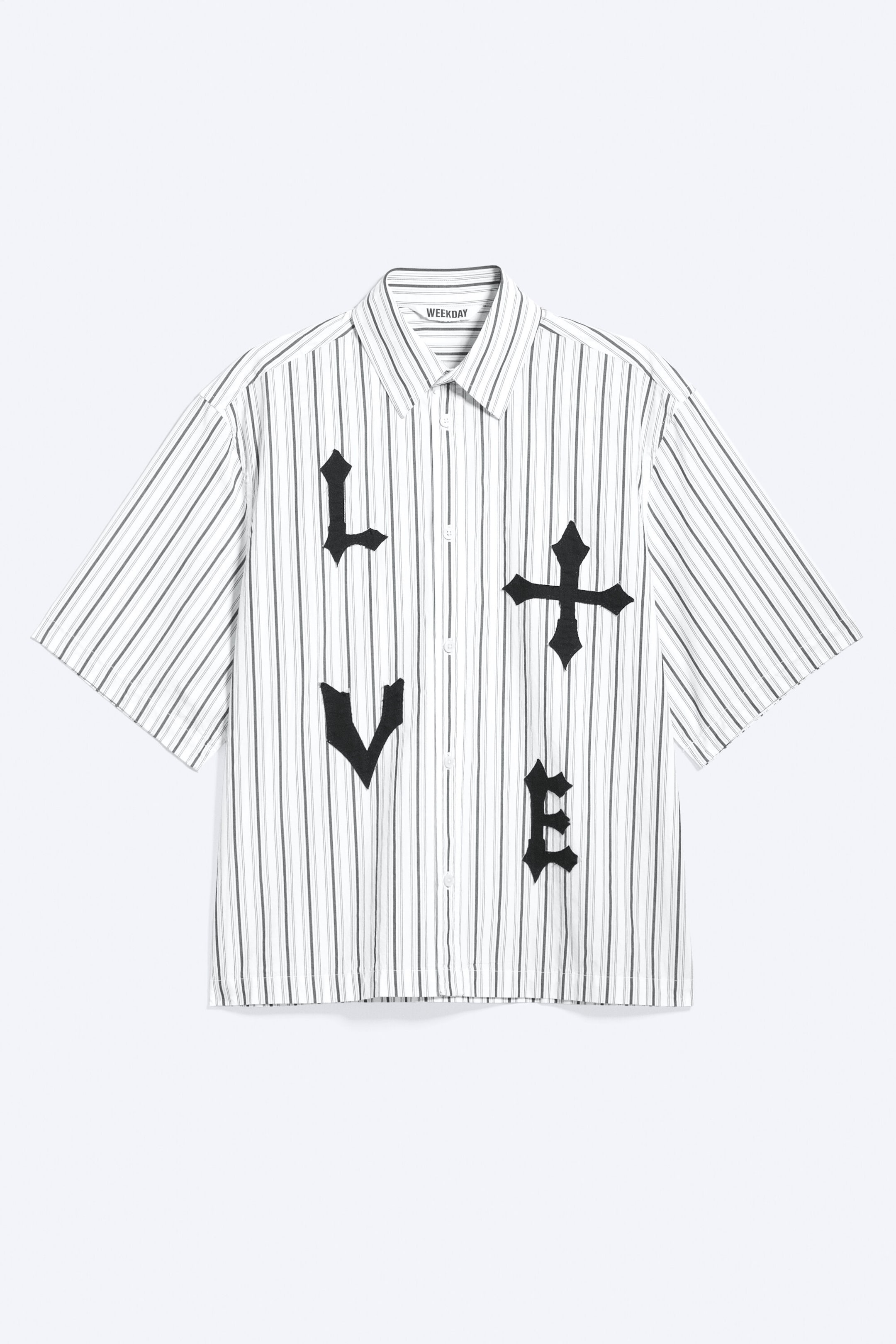 White & Black Stripes - Boxy Short-Sleeved Graphic Shirt - 4