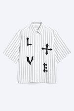 White & Black Stripes - Boxy Short-Sleeved Graphic Shirt - 4