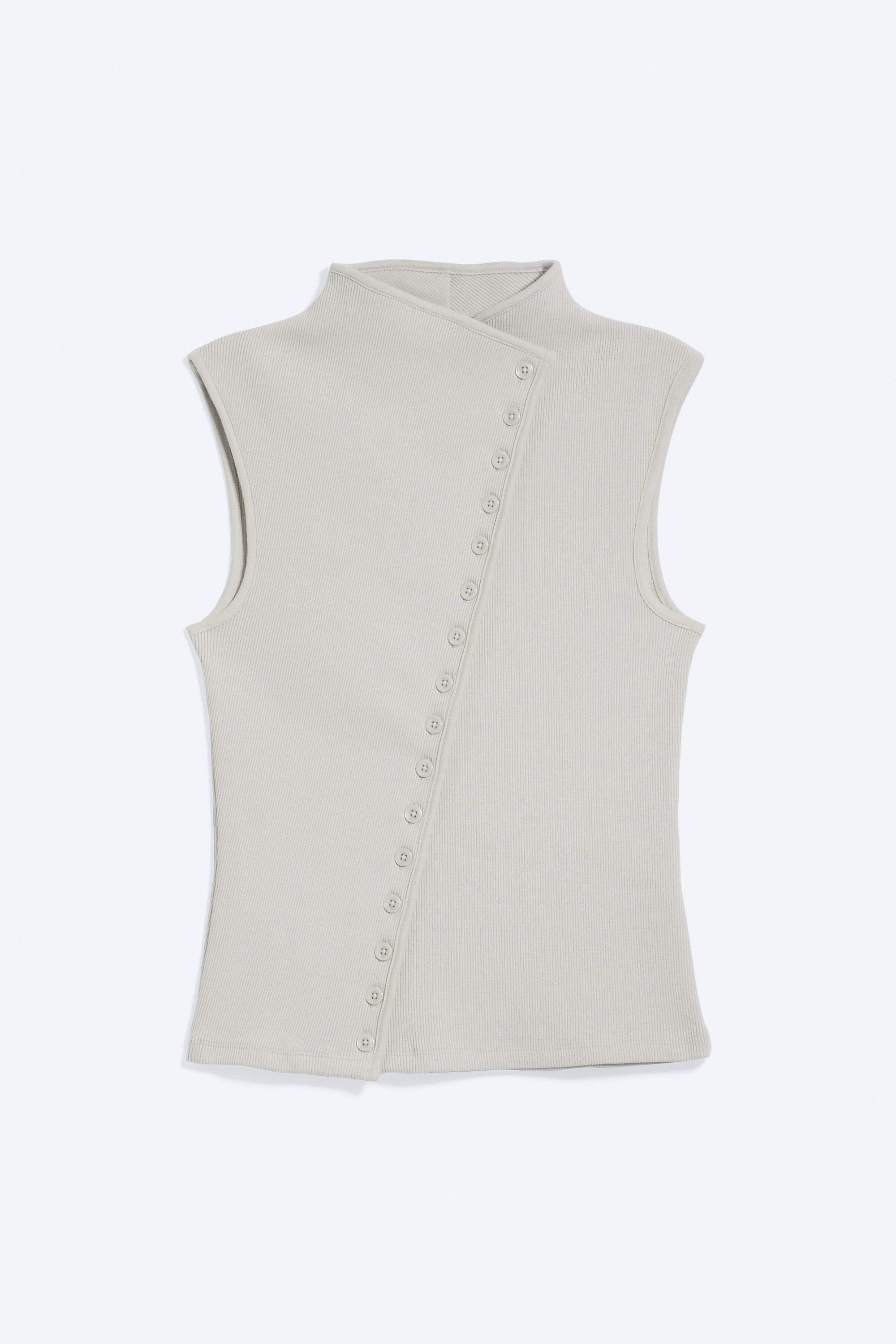 Top asimmetrico con bottoni - Talpa chiaro