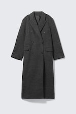 Dark Grey Melange - Logan Hairy Double-Breasted Wool-Blend Coat - 7