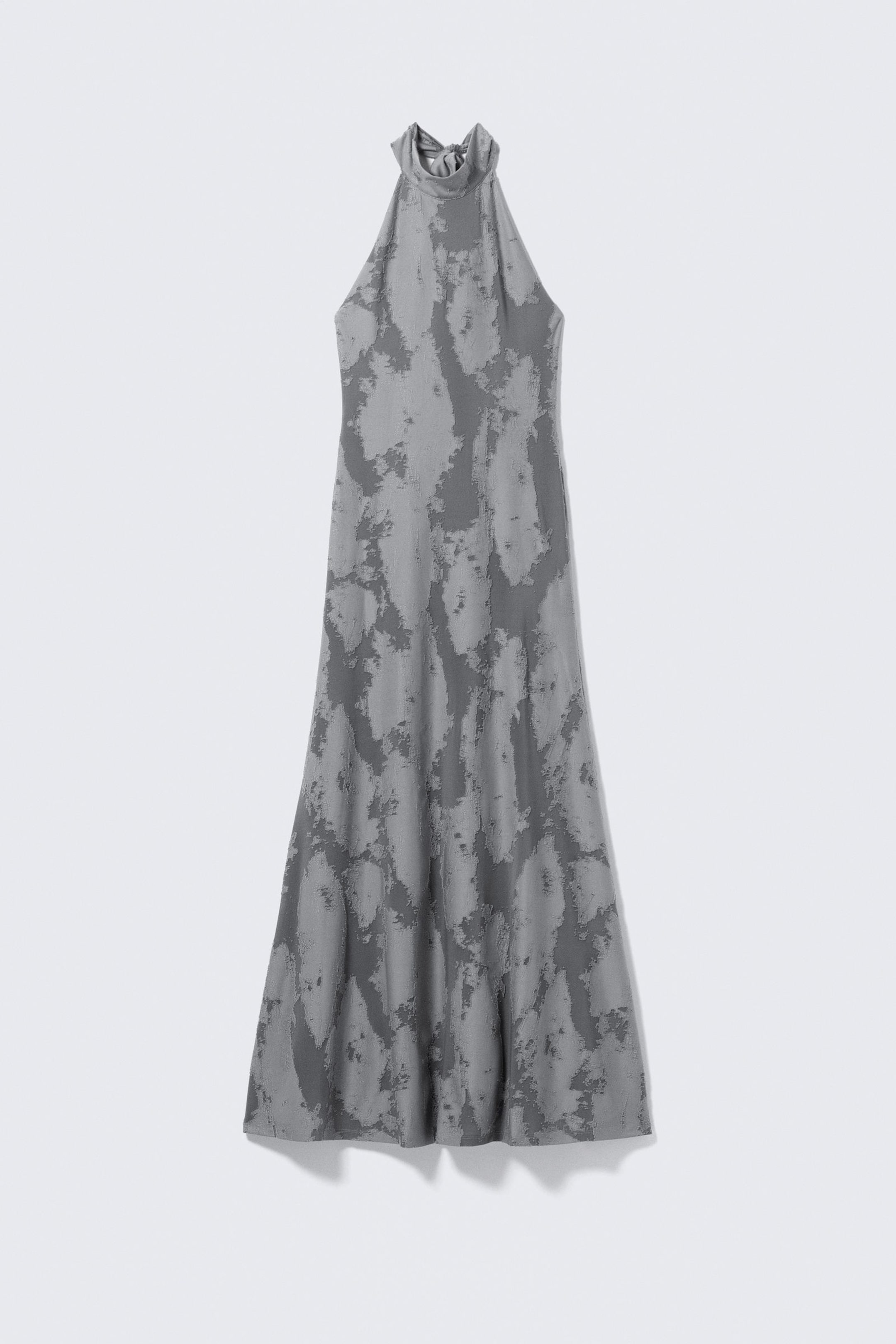Grey - Maxi Jacquard Halterneck Dress - 3