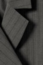 Striped Dark Grey Melange - Double-Breasted Suiting Blazer - 6