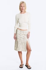 Dusty Beige - Snake Print - Low rise slit skirt - 0
