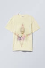 Dusty Beige - Oversized Graphic Printed T-shirt - 0