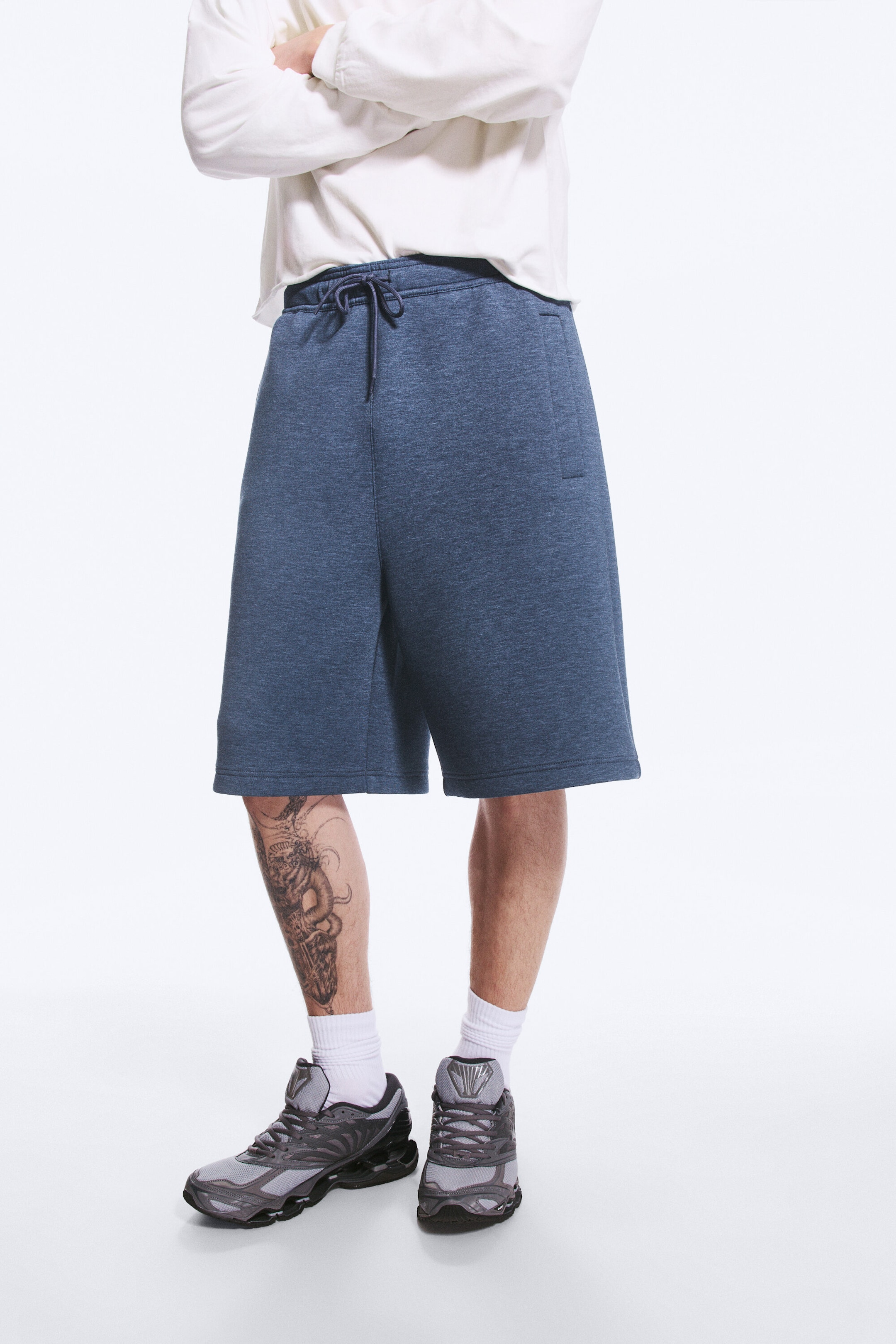 Dark Blue - Loose Fit Scuba Shorts - 6