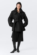Black - FAUSTINA C OVERSIZED DOUBLE-BREASTED TRENCH COAT - 1