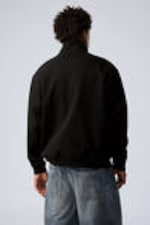 Black - Relaxed Heavy Half Zip Sweater - 2
