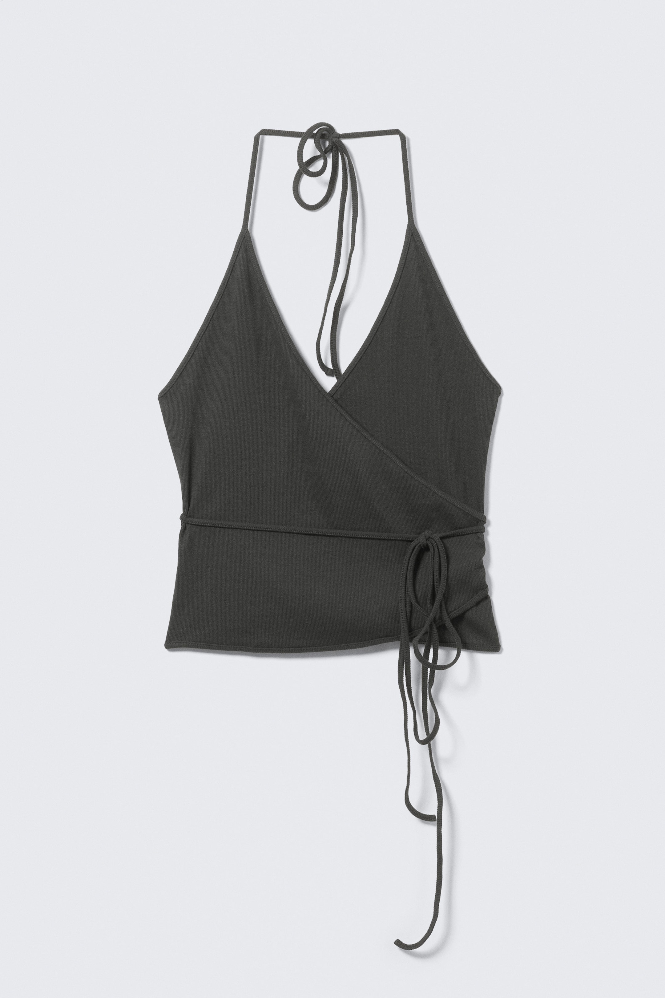 Dunkelgrau - Neckholder-Top mit Wickelverschluss - 4