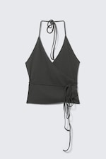 Dunkelgrau - Neckholder-Top mit Wickelverschluss - 4
