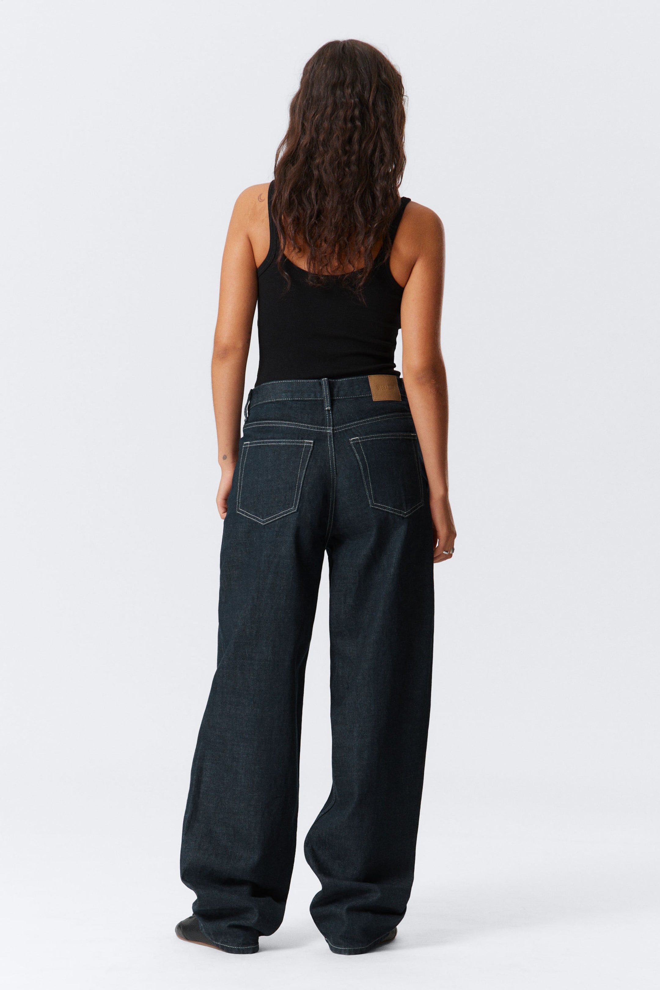 Blue Rinse - Dark Blue - Rail Mid Rise Loose Wide Leg Jeans - 3
