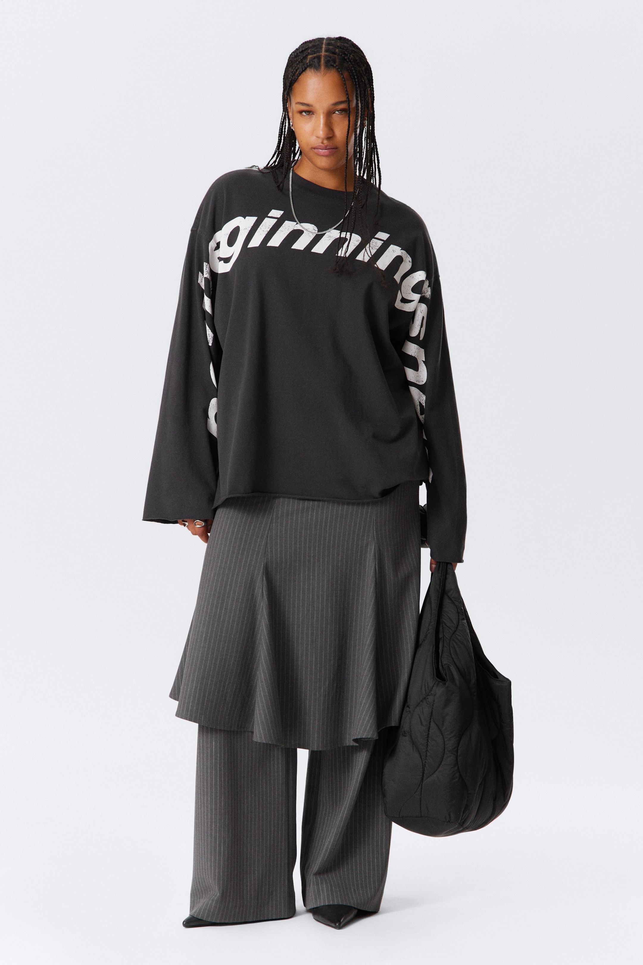 Grösseres Bild ansehen: Oversized Baumwoll-Longsleeve mit Print - Dunkelgrau - "New Beginnings" - DAMEN | H&M CH 3