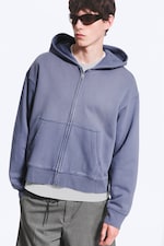 Washed Blue - Boxy Zip Hoodie - 0